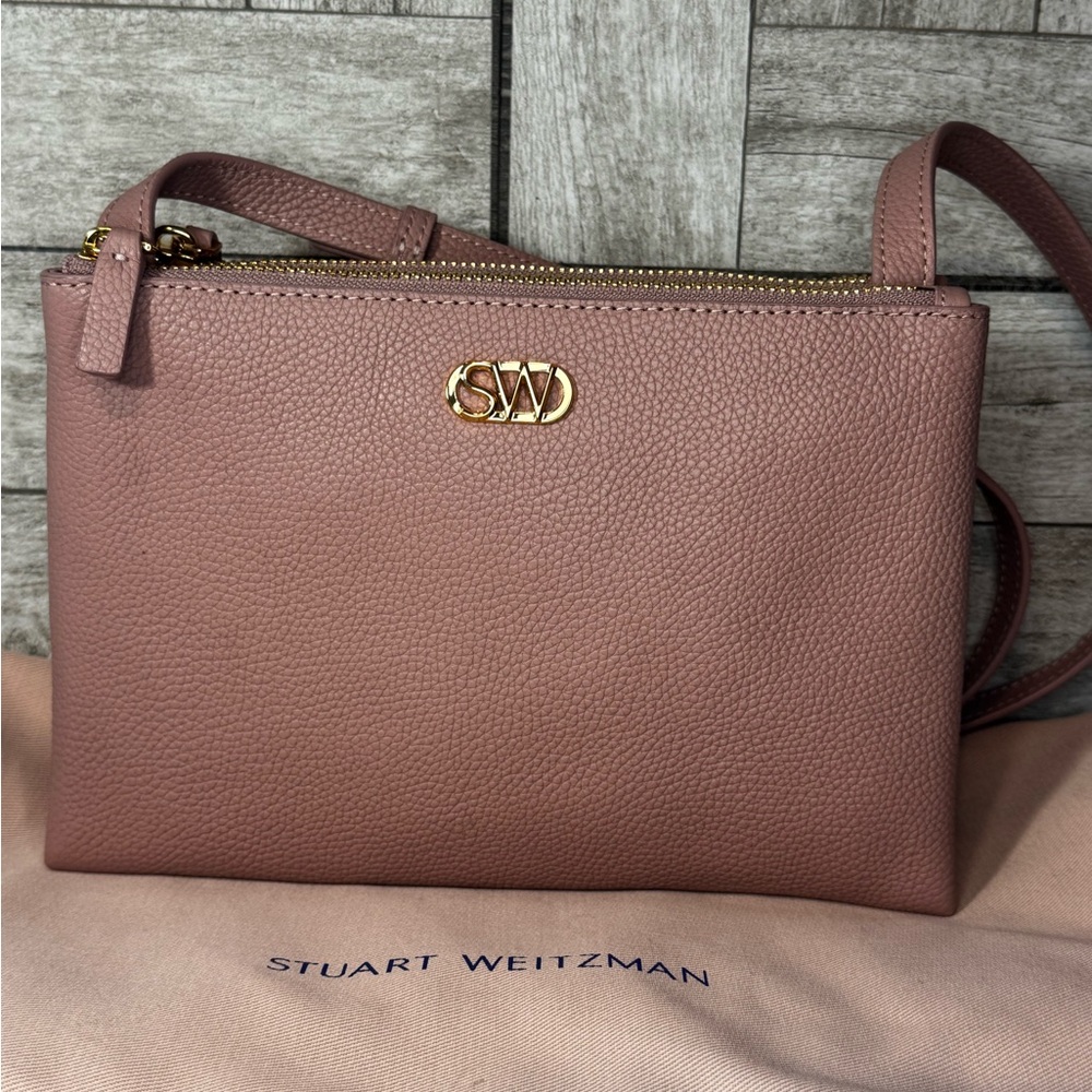 Stuart Weitzman Sophina Buff Blush Leather Crossbody Sample NWT ☀️🍂🥶🌼 - Picture 4 of 8